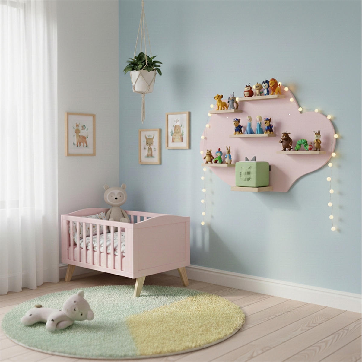WANDREGAL Rosa Wolkenform 40 cm - Rosa, Holz/Holzwerkstoff (61/40/17cm) - Relaxdays