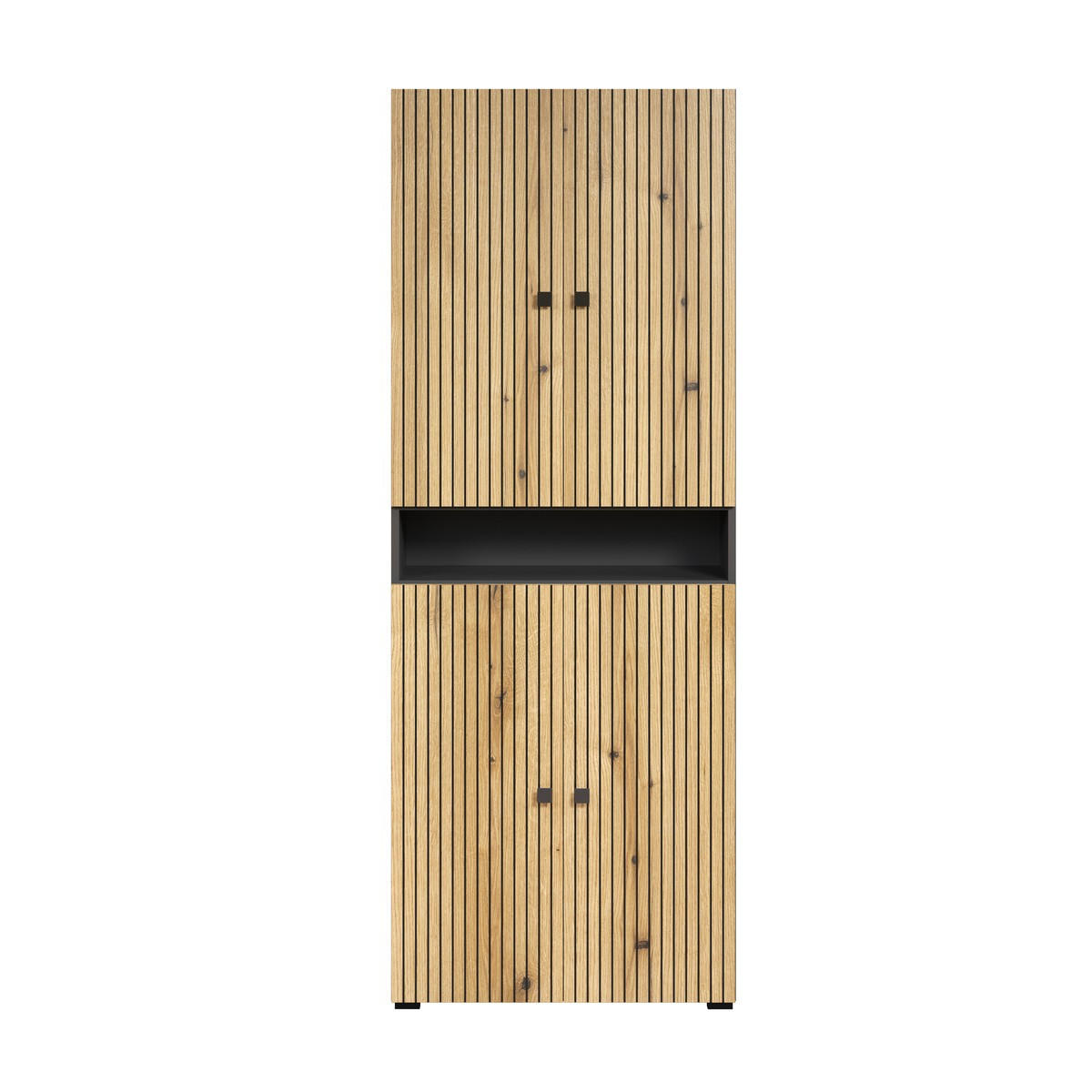 BADEZIMMERSÄULE mit rillen, 4 türen und 1 fach - purebliss 70/31/186 cm - Eichefarben, Holzwerkstoff (70/188/31cm) - Trendteam