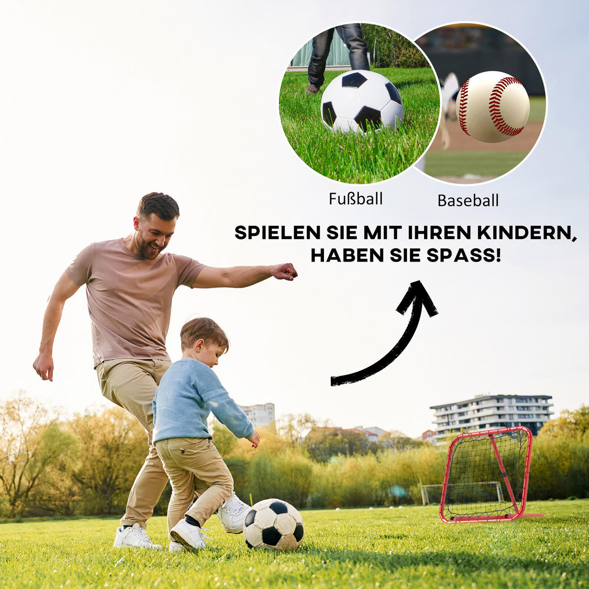 REBOUNDER für Fussball DE-10451 5-fach verstellbar, klappbar Rot - Rot, Metall (84/78cm) - ComfortXL