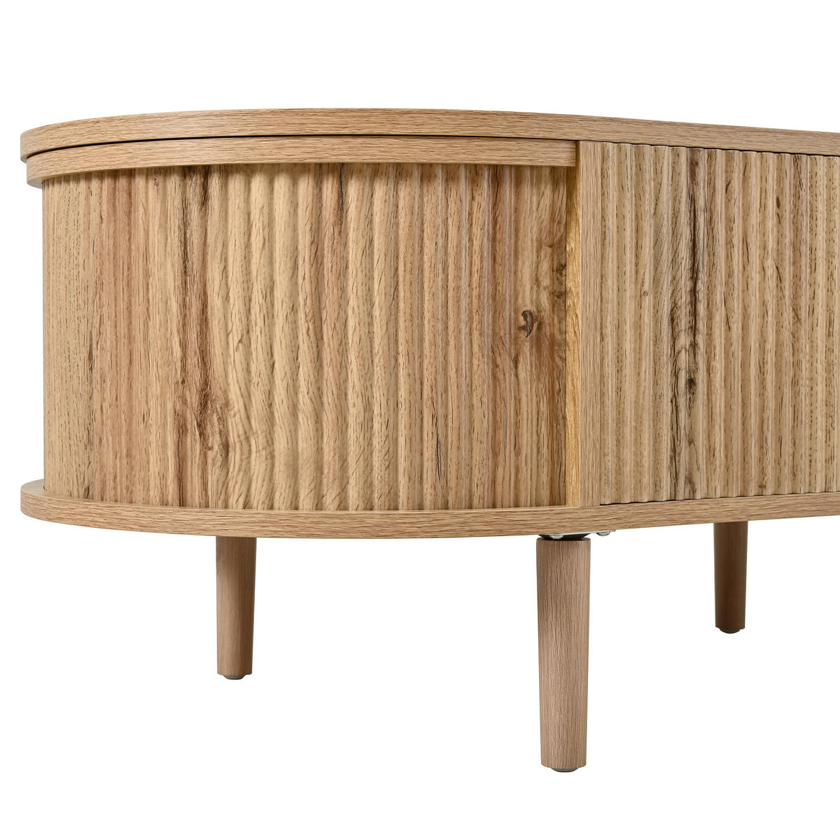 KONFERENČNÍ STŮL v dekoru dřeva, oválný s nastavitelnou výškou a úložným prostorem, 100×48×54,5 cm - světle hnědá, kompozitní dřevo (48/100/54.5cm) - STILVORA