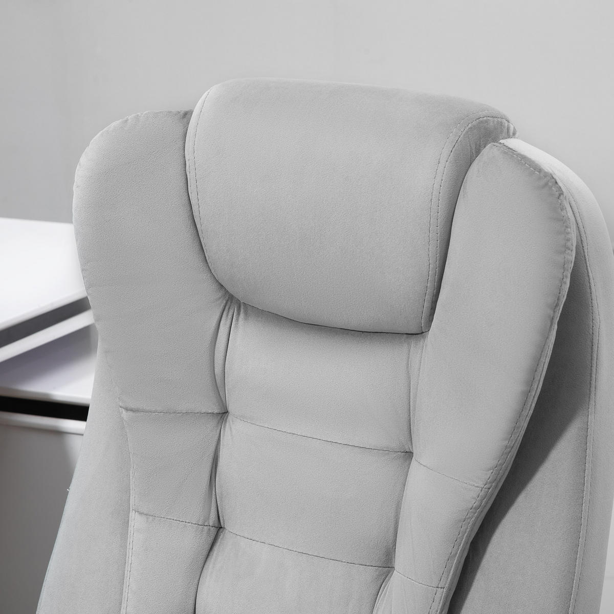 DREHSTUHL DE-06387 Mit Massagefunktion, 6 Massagepunkte, Heizfunktion, 130° neigbar Grau - Grau, Textil/Metall (74/120/67cm) - ComfortXL