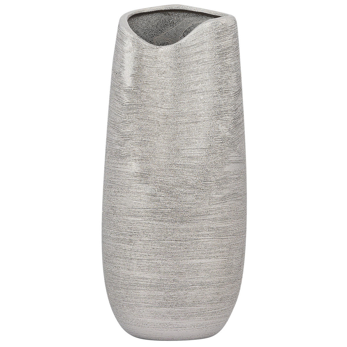 DEKOVASE Steinzeug silber Derbe - Silberfarben, Stein (32cm) - Beliani