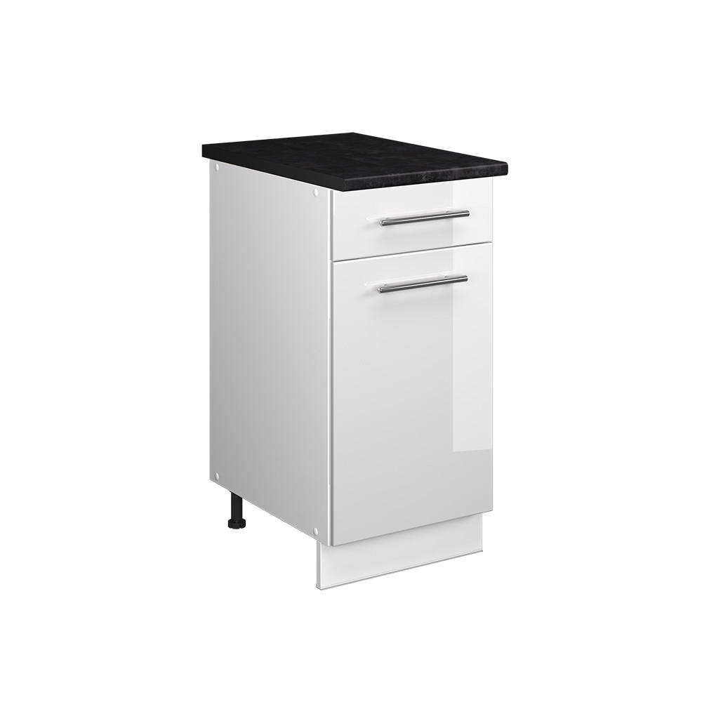UNTERSCHRANK FÜR SPÜLE/KOCHFELD Fame-Line, Weiß Hochglanz/Weiß, 40 cm, AP Anthrazit - Weiß Hochglanz/Weiß, Holzwerkstoff (40/82/60cm) - Vicco