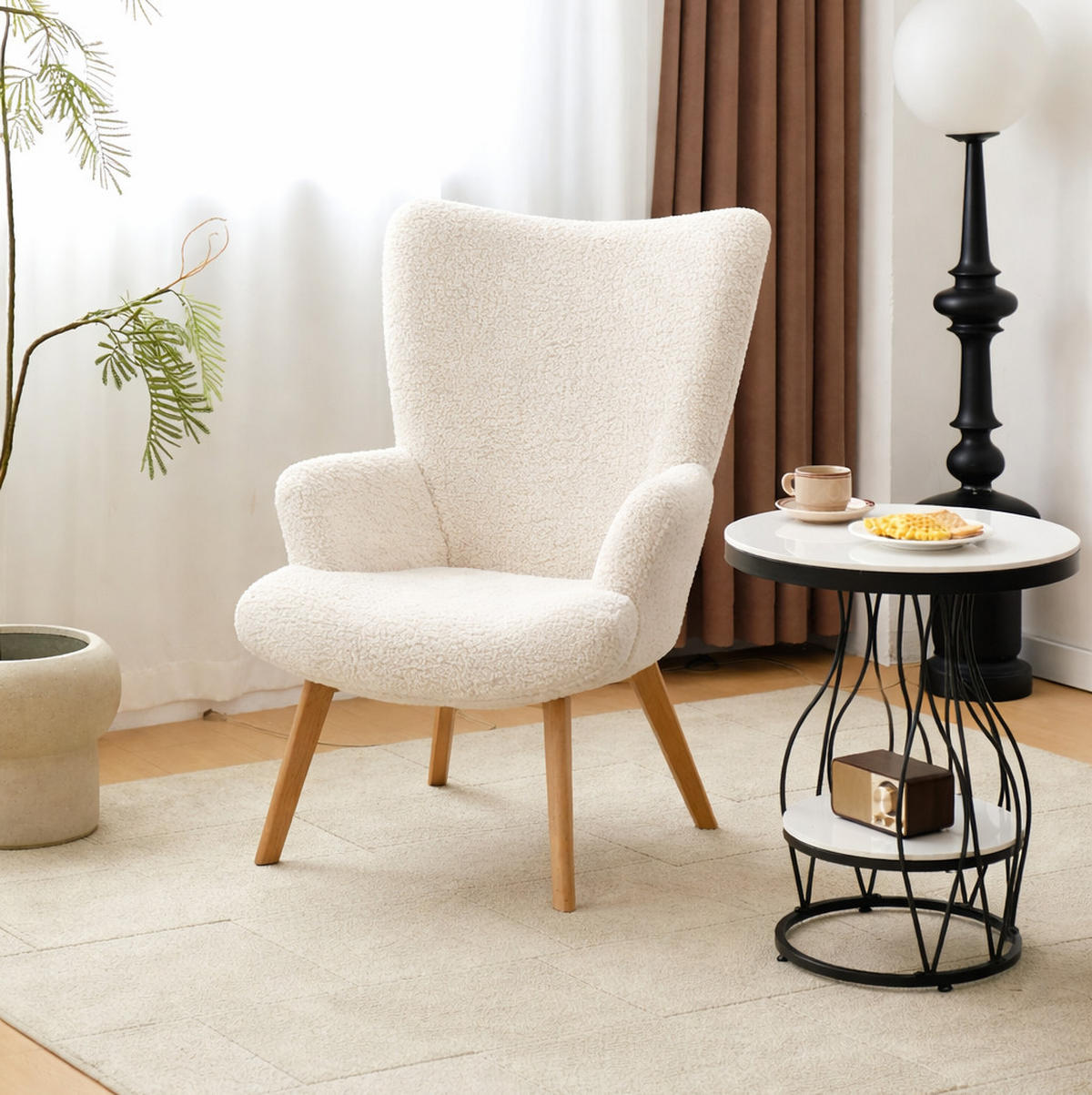 SESSEL Wolle Weiß - Weiß, Textil (64/100/74cm) - Nordlys