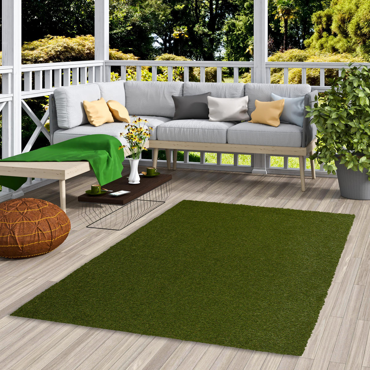 KUNSTRASEN RASENTEPPICH OUTDOOR - Dunkelgrün, Textil (200/150cm) - Snapstyle