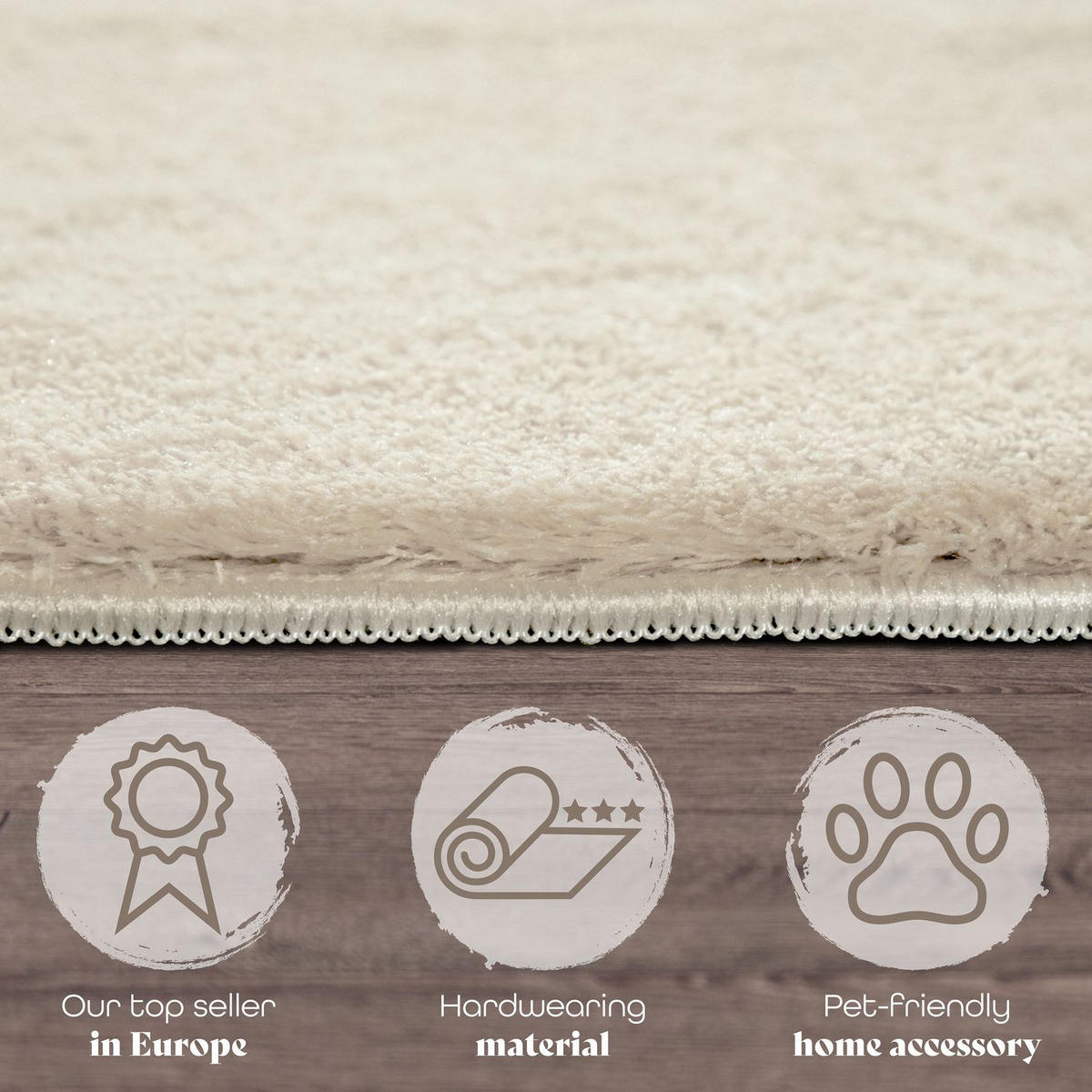 FLACHWEBETEPPICH Creme Ø 80 cm - Creme, Kunststoff (80/80cm) - TT Home