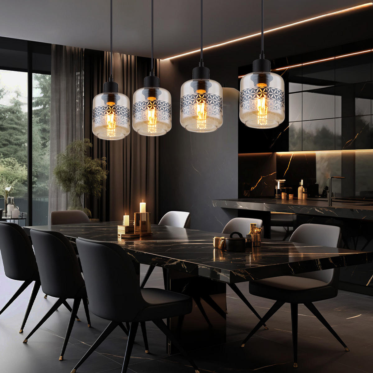 LED HÄNGELEUCHTE Metall Schwarz - Schwarz, Glas (71/11/120cm) - Globo Lighting