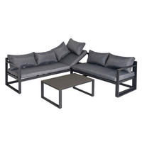 GARTENGARNITUR, Aluminium, gehärtetes Glas, Grau+Schwarz - Multicolor, Metall - Outsunny