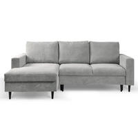 ECKSOFA Nalika Hellgrau mit Cordbezug - Hellgrau/Schwarz, Holz/Textil (230/143cm) - Selsey