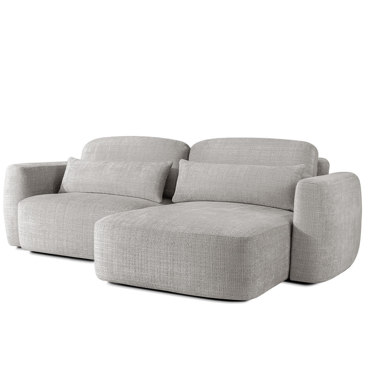 ECKSOFA rechts ELOSA - Hellgrau, Holz/Textil (245/165cm) - KONSIMO®