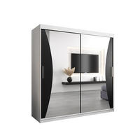 SCHWEBETÜRENSCHRANK 200/200/62 2-türig - Silberfarben/Schwarz, Holz/Kunststoff (200/200/62cm) - Abiks Möbel