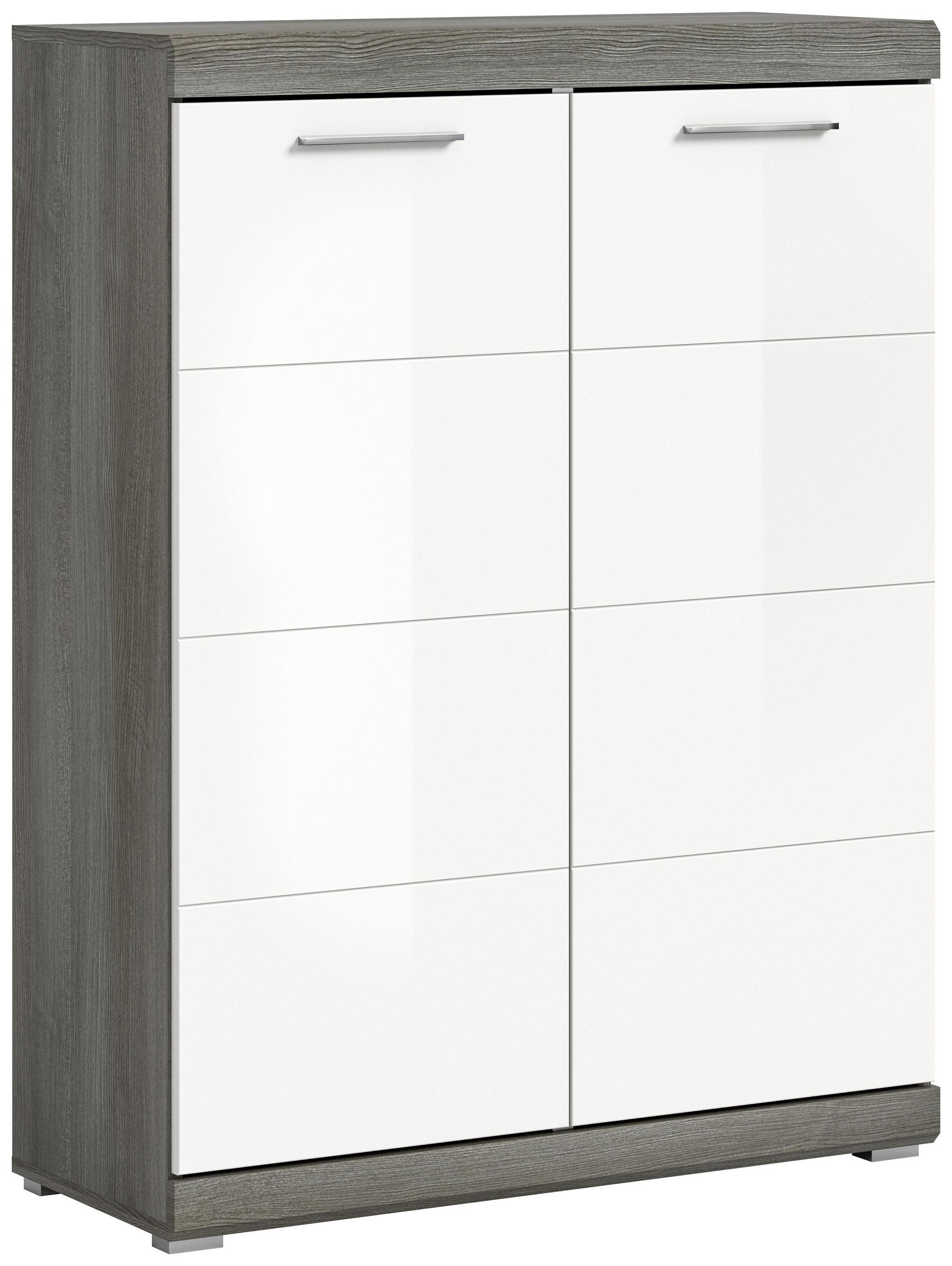 SCHUHSCHRANK Scout Garderobe in Rauchsilber Nb. und weiß hochglanz B/H/T: 90x120x37 cm - Silberfarben, Holz (90/120/37cm)