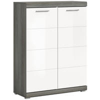 SCHUHSCHRANK Scout Garderobe in Rauchsilber Nb. und weiß hochglanz B/H/T: 90x120x37 cm - Silberfarben, Holz (90/120/37cm)
