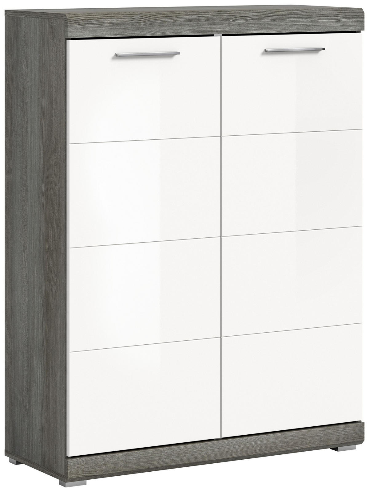 SCHUHSCHRANK Scout Garderobe in Rauchsilber Nb. und weiß hochglanz B/H/T: 90x120x37 cm - Silberfarben, Holz (90/120/37cm)