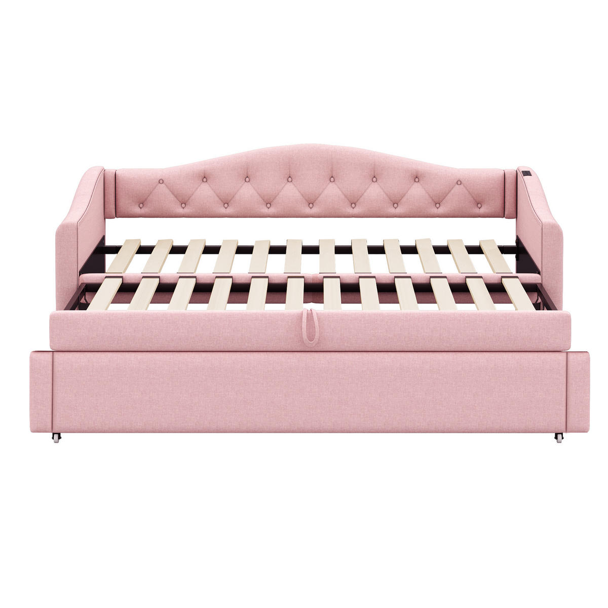 AUSZIEHBETT 90/180/200 cm DE-01934, in Rosa, mit USB-Anschluss - Pink, Metall (90/200cm) - ComfortXL