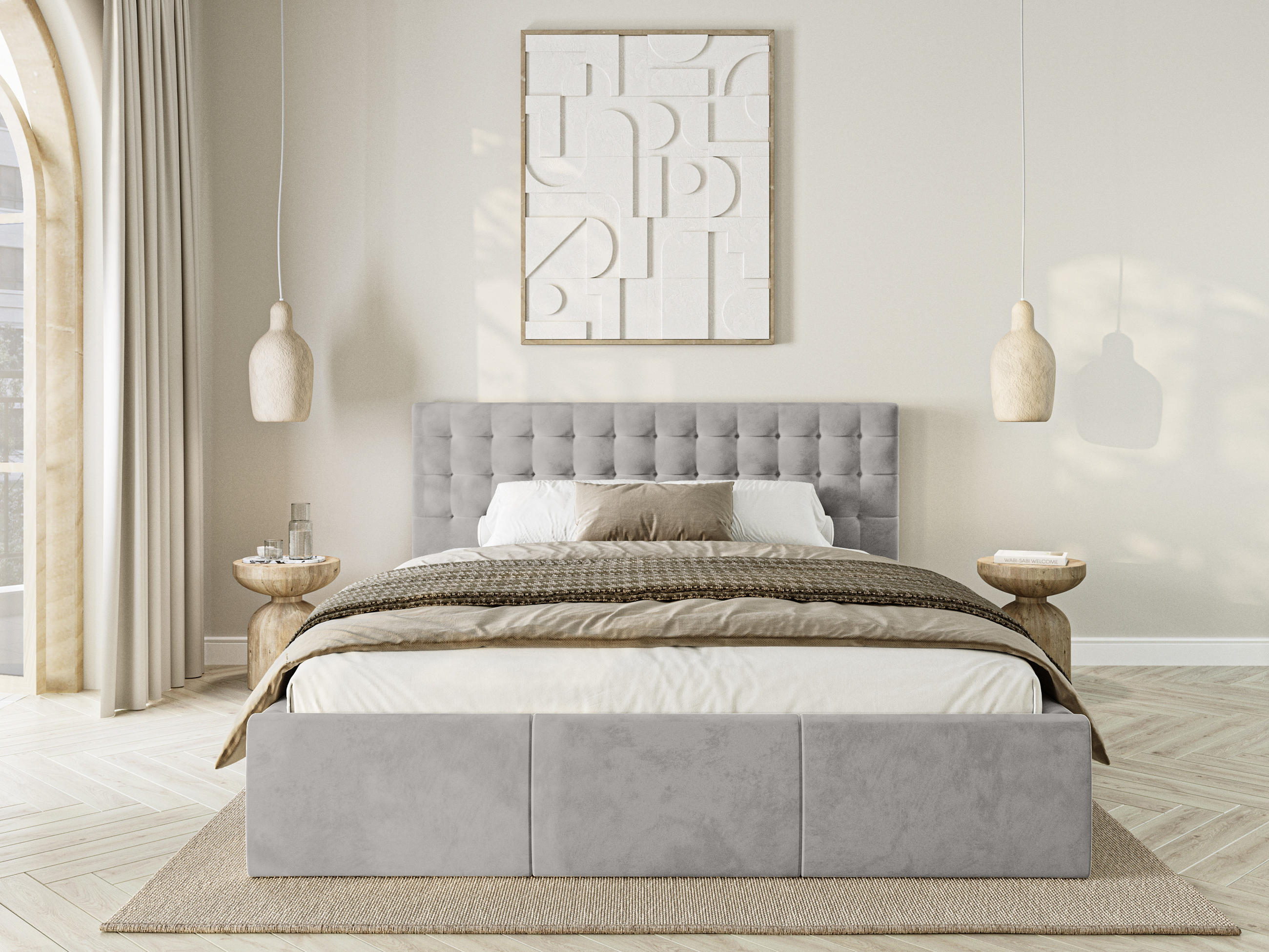 POLSTERBETT Lindos 120x200 cm, Hellgrau - Hellgrau, Textil (120/200cm) - Fedve
