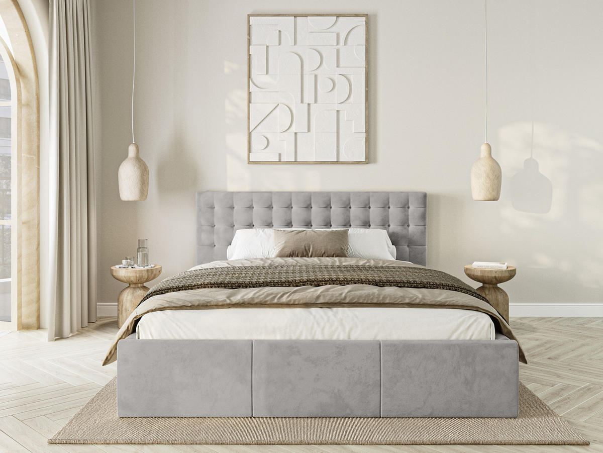 POLSTERBETT Lindos 180x200 cm, Hellgrau - Hellgrau, Textil (180/200cm) - Fedve