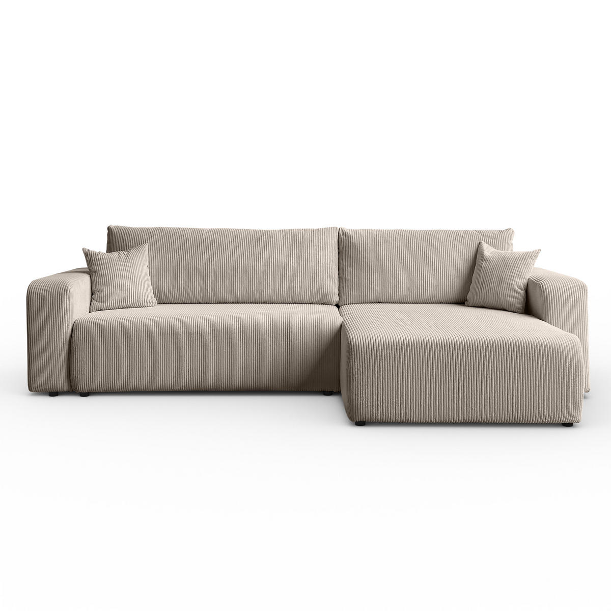 ECKSOFA Sofia in L-Form 277 x 143 cm Schlaffunktion Bettkasten Couch Cord universale Seite, beige - Beige, Kunststoff (143/83/277cm) - Margaret Hadas24