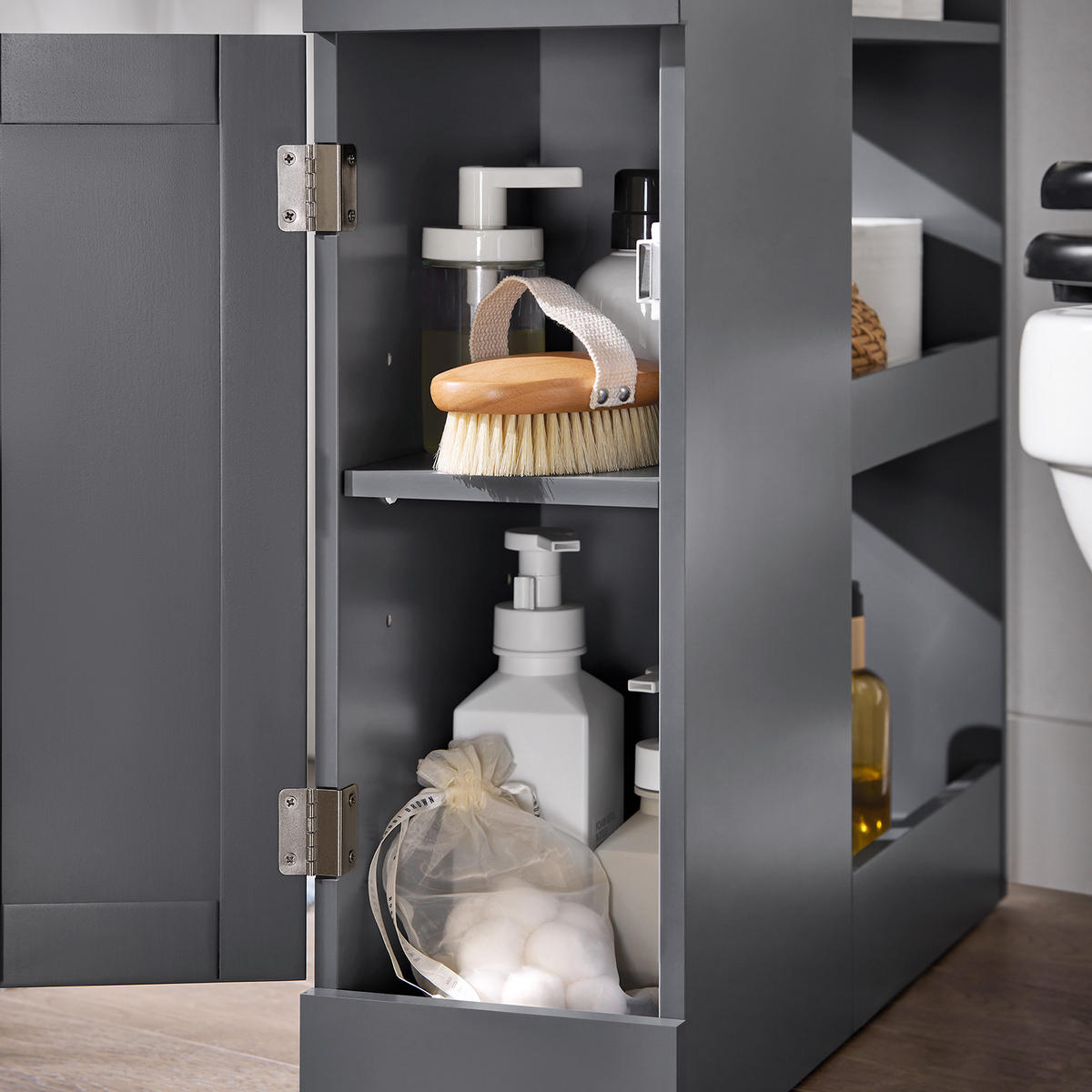 NISCHENSCHRANK mit Rollen Grau - Grau, Holzwerkstoff (20/70/65cm) - SoBuy