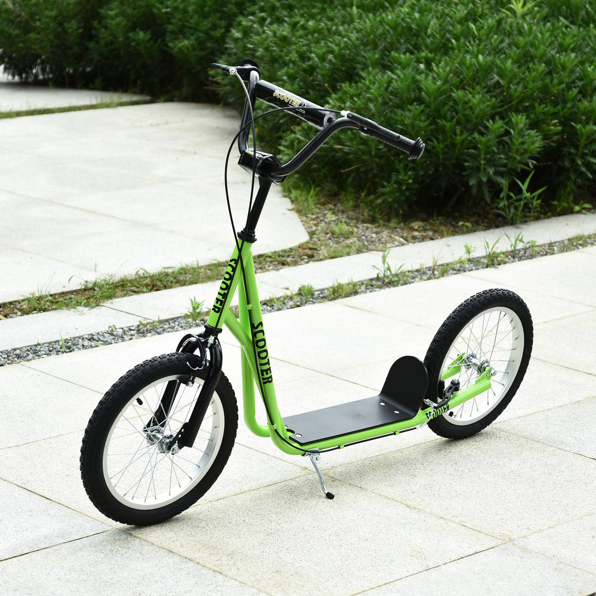 TRETROLLER Scooter Cityroller Kinder Luftreifen Roller verstellbar Alu Grün - Grün, Metall (139/58/96cm) - HOMCOM