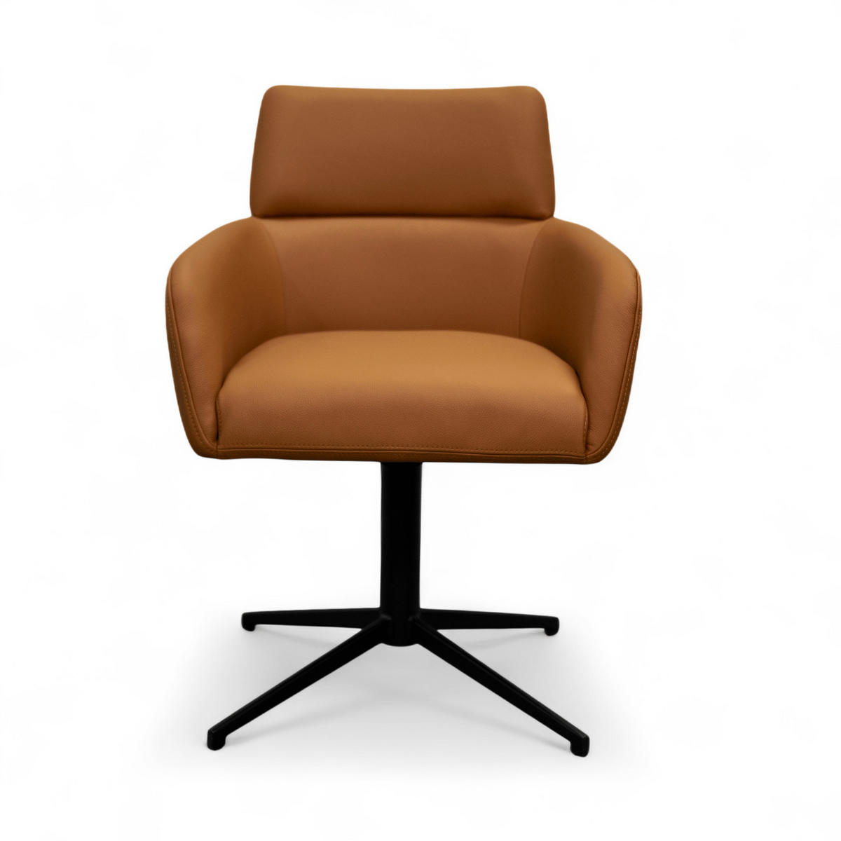 STUHL 1 Stück in Echtleder Cognacbraun - Schwarz/Braun, Leder/Metall (58/83/58cm) - Furnhouse
