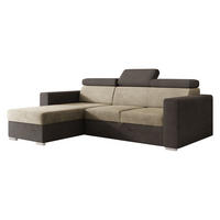 ECKSCHLAFSOFA Pedro 2rLC - Hellbraun/Silberfarben, Holz/Kunststoff (235/170cm) - MIRJAN24