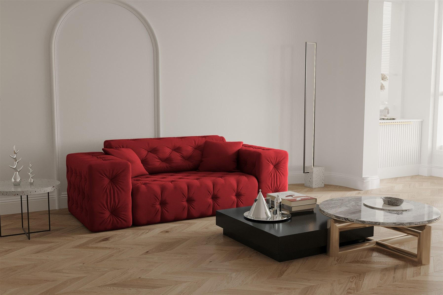SOFA 2-sitzer Chantal - Rot, Holzwerkstoff/Textil (186/78/96cm) - Fun Möbel