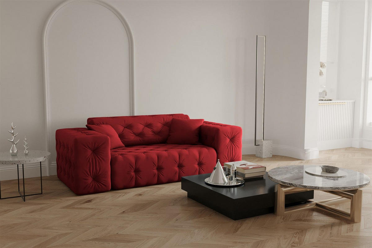 SOFASET Chantal - Rot, Holzwerkstoff/Textil (251/78/96cm) - Fun Möbel