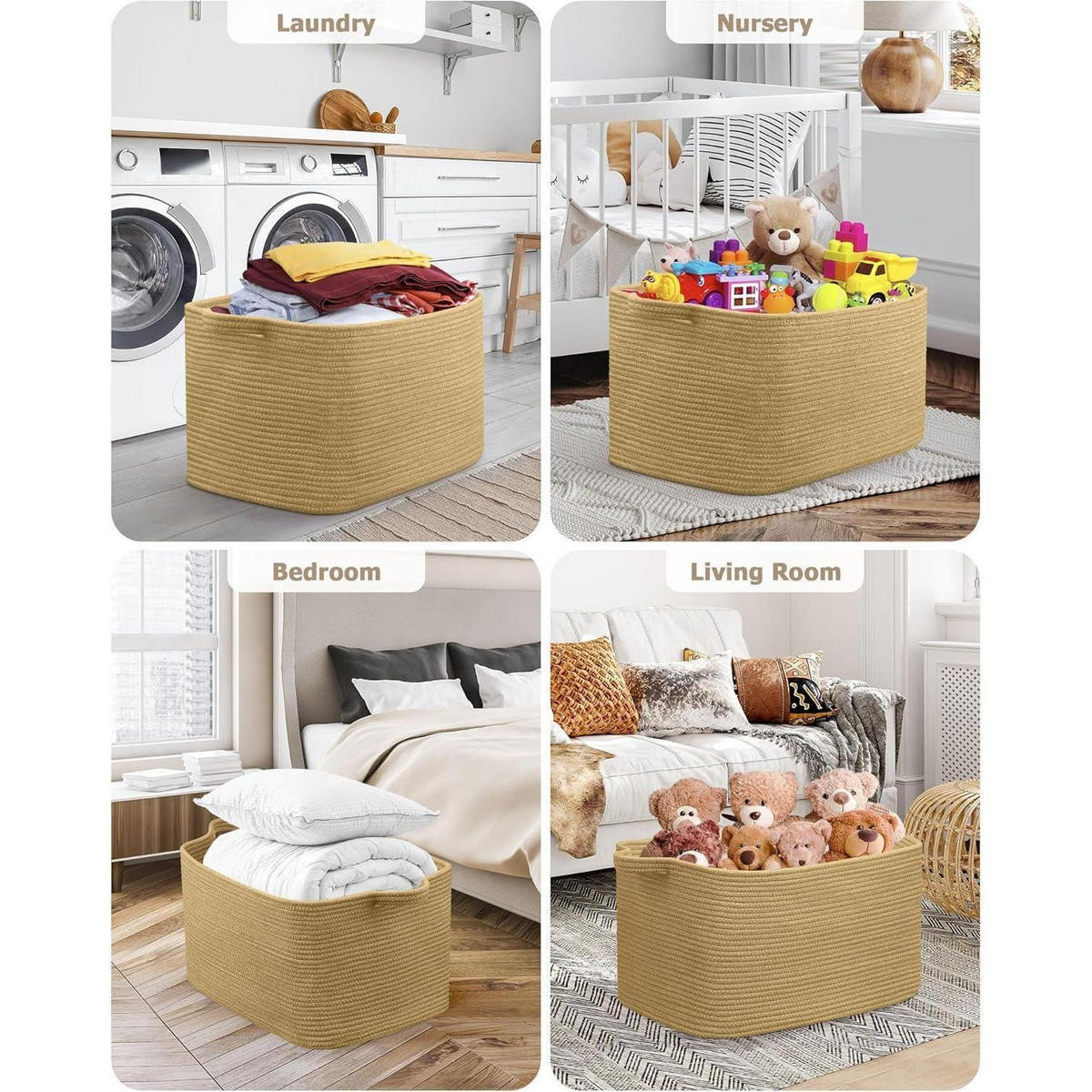 WÄSCHEKORB 2-teiliges Set Baumwolle 63L Gelblich-braun - Braun, Naturmaterialien (38/30/55cm)