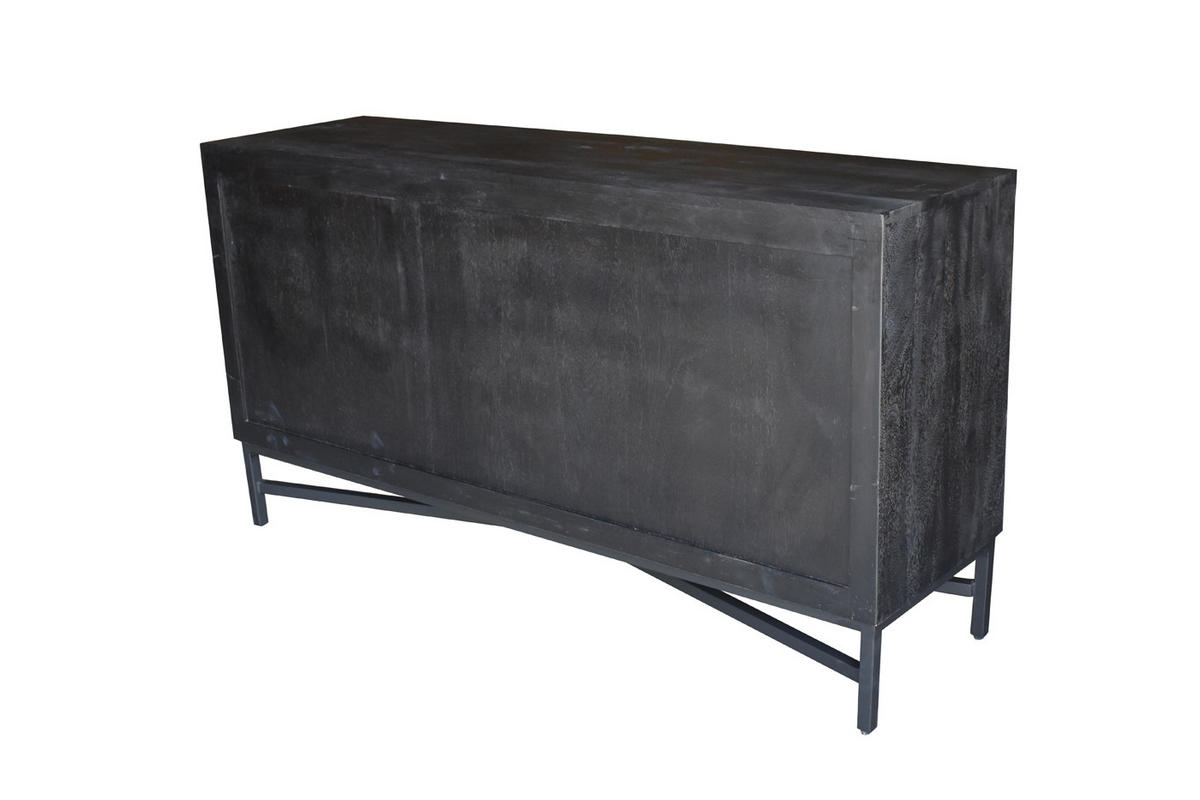 SIDEBOARD aus Holz und Metall 160cm, schwarz - Schwarz, Metall (160/85/45cm) - Giga Meubel