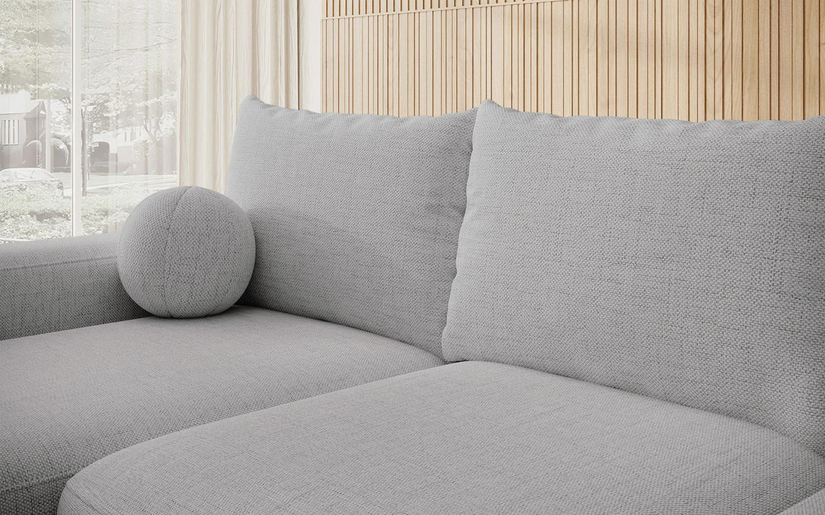 ECKSOFA Carnos mit Ballkissen, Grau Chenille, linksseitig - Schwarz/Grau, Kunststoff/Textil (264/162cm) - Selsey