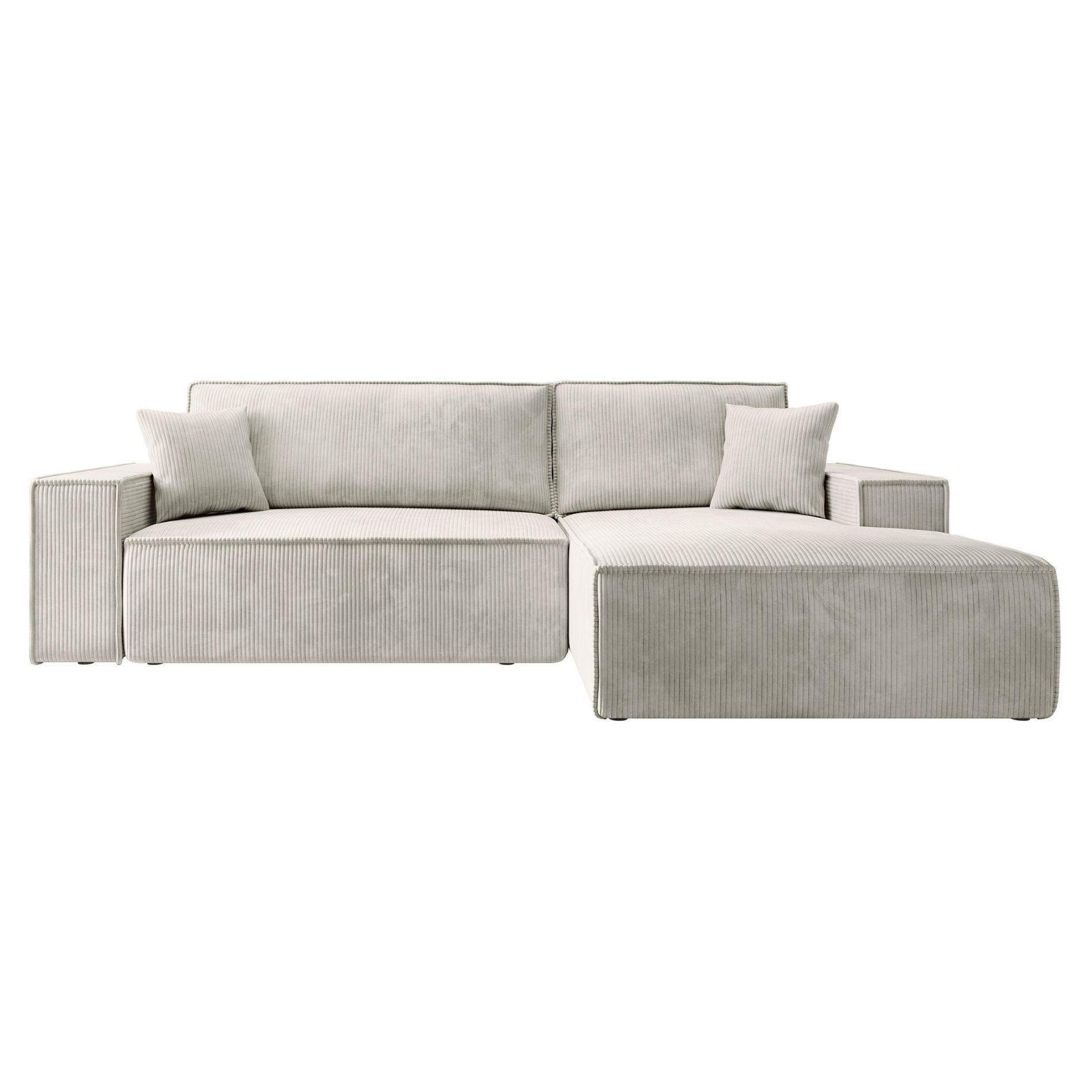 ECKSOFA Farese New Creme mit Cordbezug, rechts - Creme/Schwarz, Kunststoff/Textil (167/267cm) - Selsey
