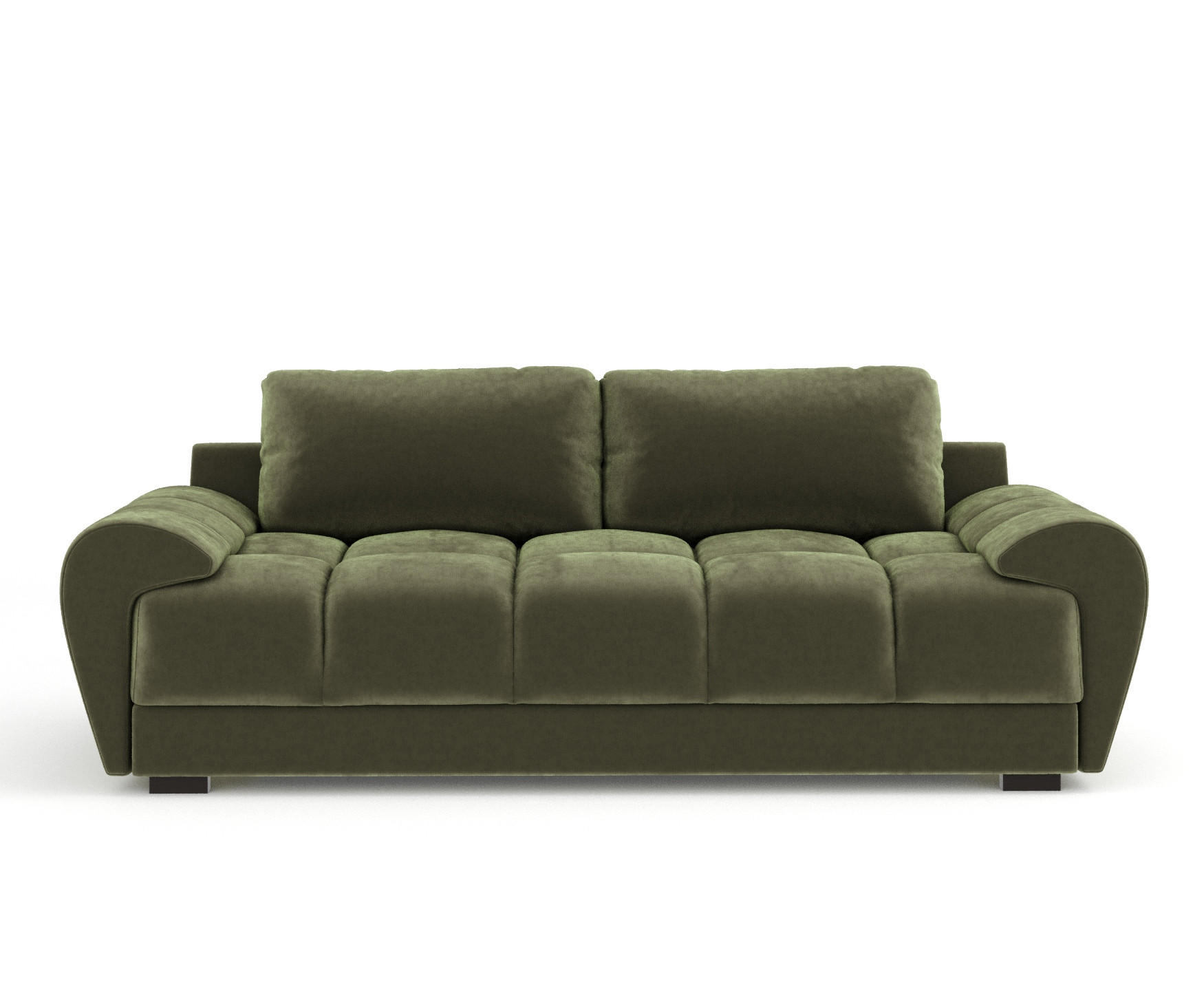 3-SITZER SOFA Peebles Olivenfarbe Samtstoff - Schwarz/Olivgrün, Holz/Holzwerkstoff (244/90/101cm) - Maison de Reve