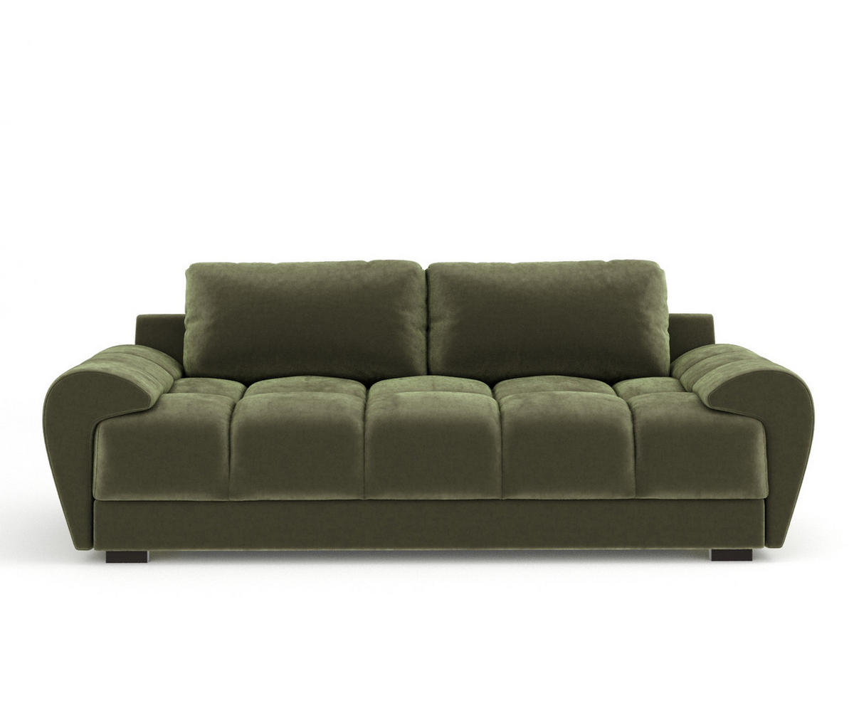 3-SITZER SOFA Peebles Olivenfarbe Samtstoff - Schwarz/Olivgrün, Holz/Holzwerkstoff (244/90/101cm) - Maison de Reve