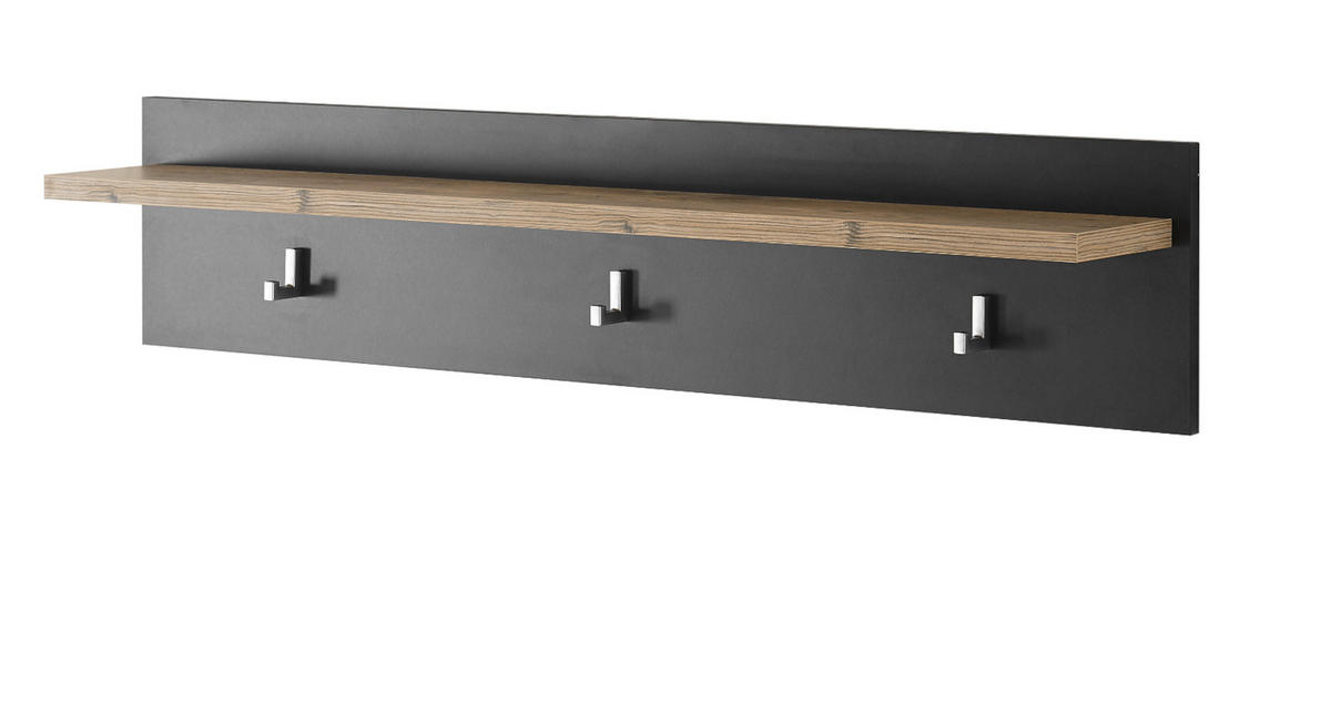 GARDEROBENPANEEL Kastanie und grau Fresco, Flur Wandgarderobe, 107 x 23 cm - Kastanienfarben/Grau, Holzwerkstoff (107/23/18cm) - Furn.Design