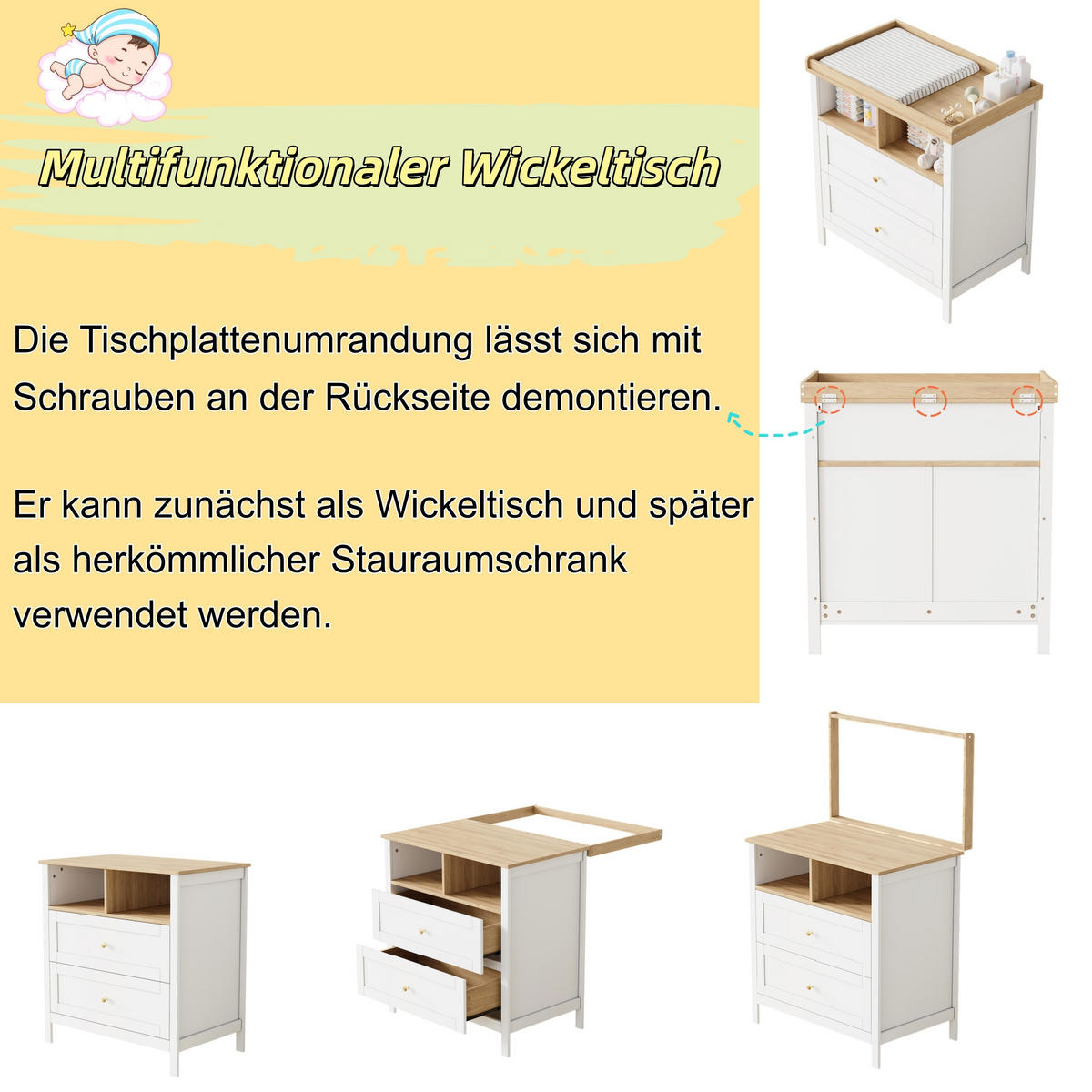 GARDEROBENSCHRANK mit Schiebetüren,mit Schutzgitter, 90/50/180 cm + 82/50/90 cm - Weiß/Naturfarben, Holzwerkstoff/Metall (90/180/50cm) - EVRYAE