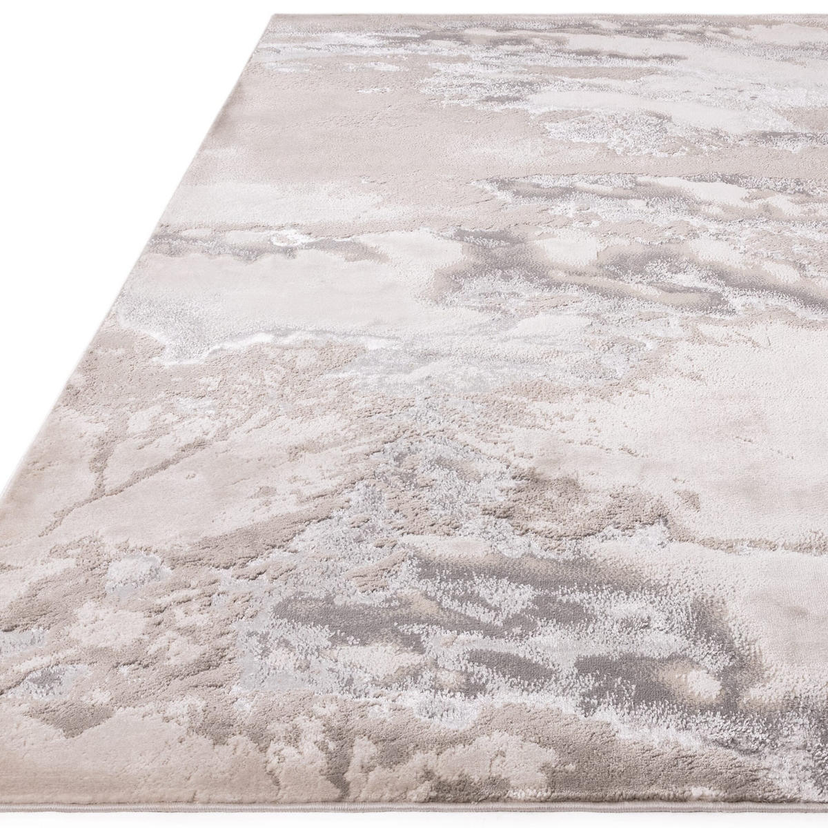 TEPPICH Polyester flachflor abstrakt hochglanz Como-Lecco, Silbergrau 200x290 cm - Silberfarben, Textil (200/290cm) - KADIMA DESIGN