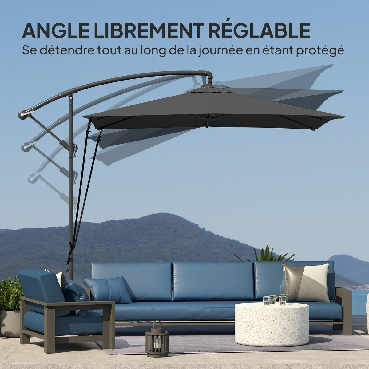 AMPELSCHIRM 250/250 cm DE-11604 Dunkelgrau - Dunkelgrau, Metall (247/247cm) - ComfortXL