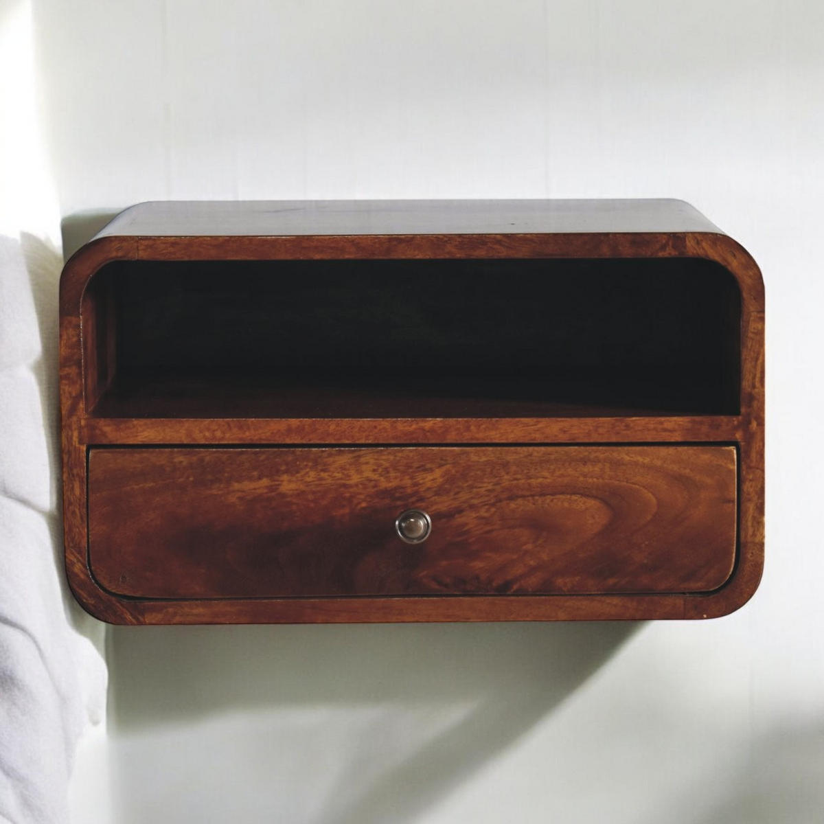 NACHTTISCH Levitate - Kastanienfarben/Messingfarben, Holz/Metall (45/25/32cm) - Artisan Furniture