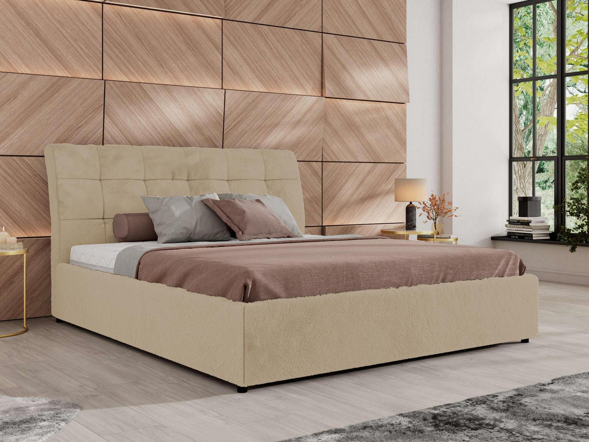 POLSTERBETT GALA CLASSIC 140/200 - Creme Plüsch - ohne Matratze - Creme, Textil (140/200cm) - MKS
