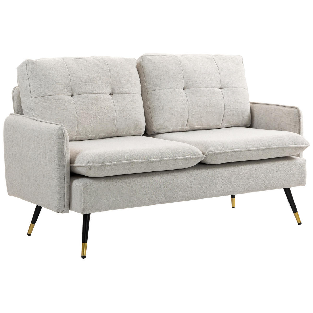 SOFA, 2-Sitzer, gesteppte Rückenlehne, cremefarben, 139x68x80cm - Multicolor, Holzwerkstoff (139/80/68cm) - FORIOUS