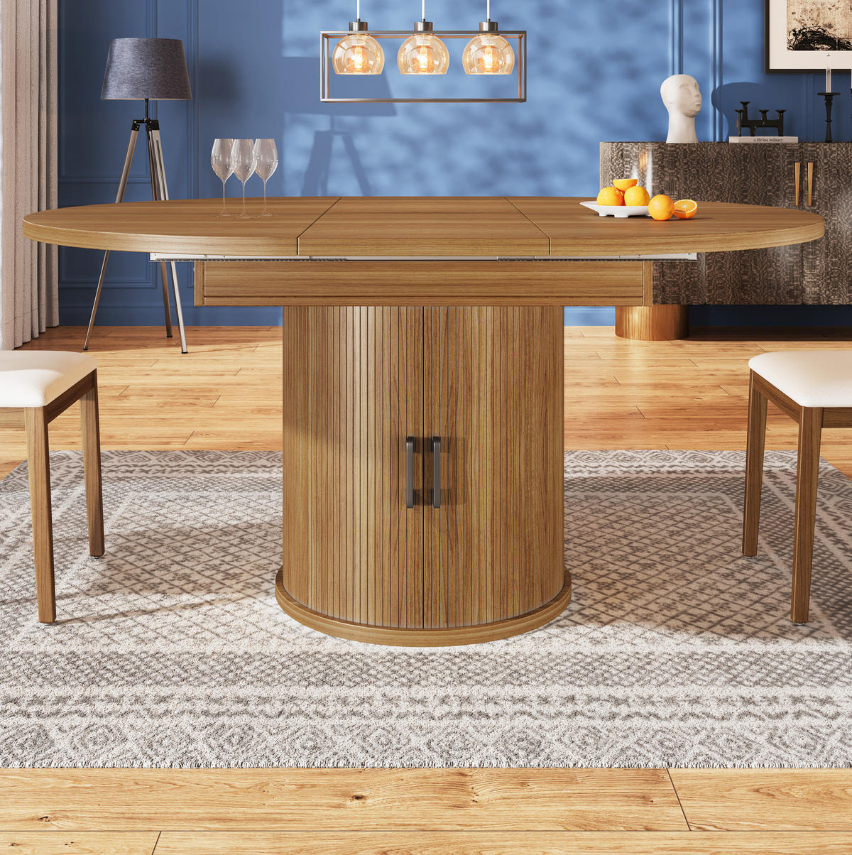 ESSTISCH ausziehbar Ø 118-158 x 118 x 76,8 cm MDF Walnut - Braun, Holzwerkstoff (118/118/76.8cm) - Meubliv