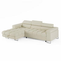 ECKSOFA CLOUD Links Creme L-Form Bouclé-Stoff mit Schlaffunktion und Bettkasten - Chromfarben/Creme, Holz/Metall (235/275cm) - Barchello