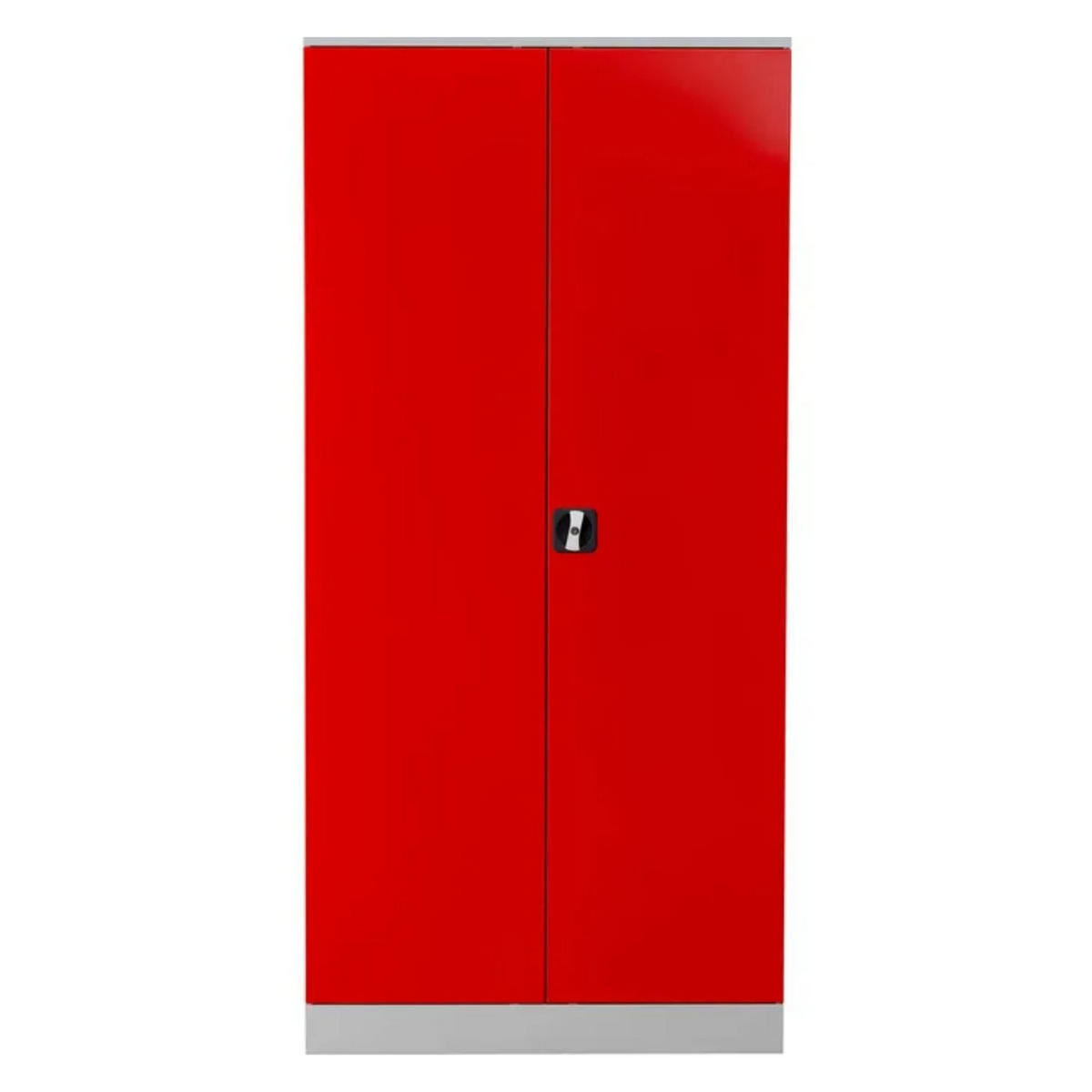STAHLSCHRANK Bee mit 5 lackierten Fachböden 195x92x60 cm Korpusfarbe Lichtgrau Frontfarbe Feuerrot - Rot, Metall (92/195/60cm)