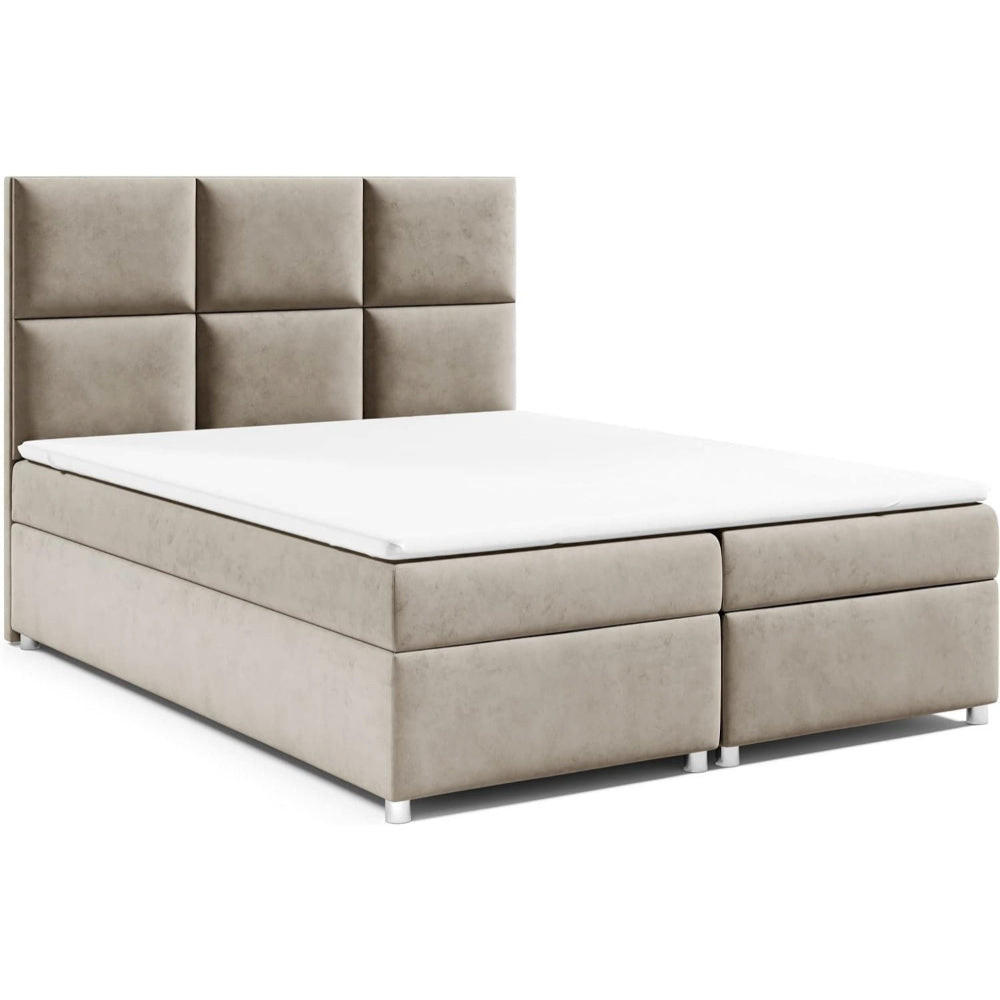 BOXBETT mit Bettkasten Trinity K-13-LAE Bonellfederkern inkl. Topper - Beige, Holz/Holzwerkstoff (180/200cm) - Best For Home