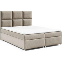 BOXBETT mit Bettkasten Trinity K-13-LAE Bonellfederkern inkl. Topper - Beige, Holz/Holzwerkstoff (200/200cm) - Best For Home