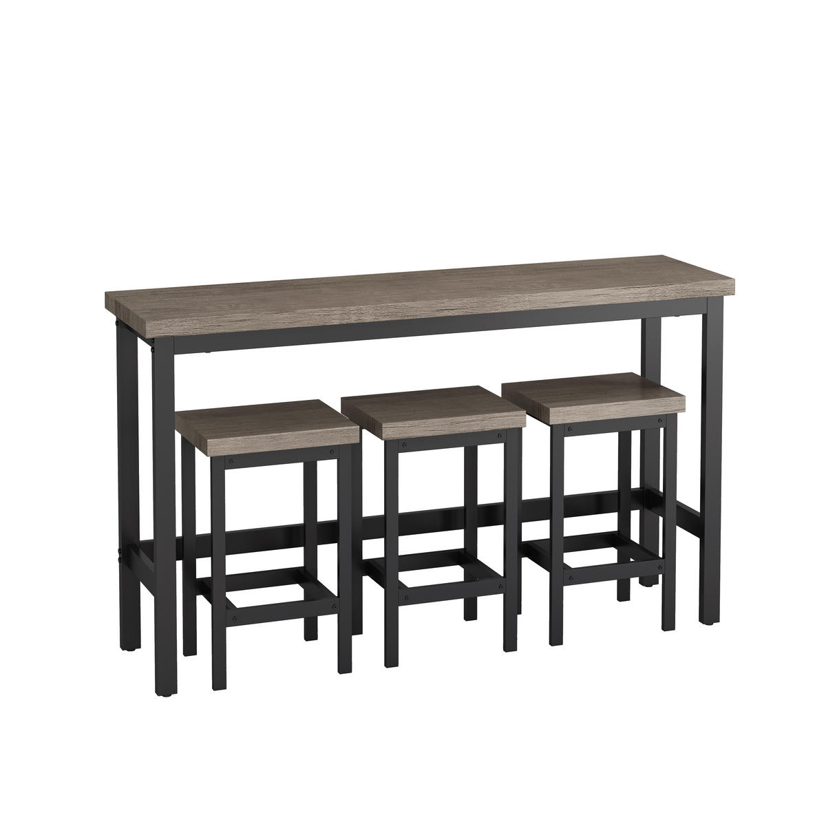 BARMÖBEL-SET 148/40/90 cm braun und grau mit 3 Hockern aus MDF und Metall - Braun, Holzwerkstoff (148/90/40cm) - OKWISH