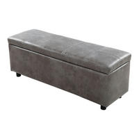 TRUHENBANK Bukit - Grau, Holz/Kunststoff (118/43/37cm) - [en.casa]