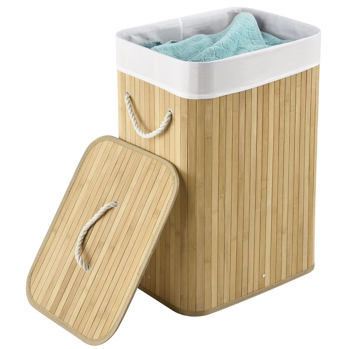 WÄSCHEKORB Curly 72 L natur - Naturfarben, Holz (40/60/30cm) - Juskys