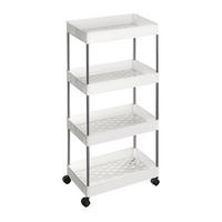 SERVIERWAGEN auf Rollen 4 Ebenen weiß - L40 x H86 cm - Weiß, Kunststoff (22/86/40cm) - Calicosy